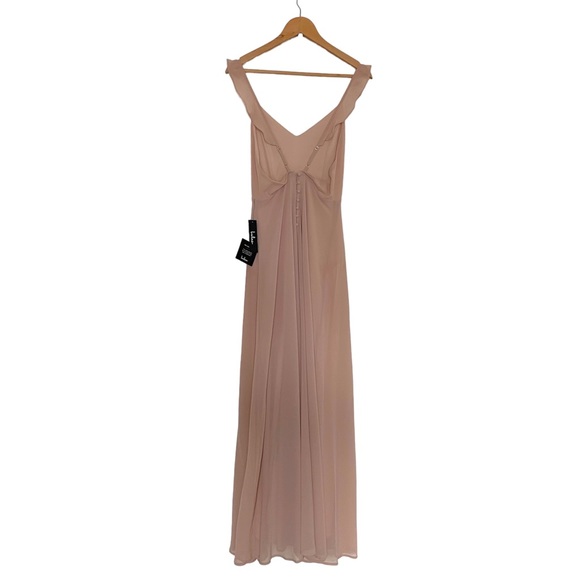 NWT Lulu’s Meteoric Rise Blush Maxi Dress Spaghetti Strap Ruffle Pink Plunging S - Picture 5 of 17